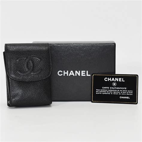 chanel cigarette case ebay.co.uk|CHANEL Cigarette Case Caviar Skin Black Leather .